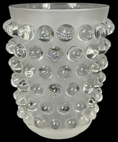 Lalique French Crystal 'Mossi' Vase SIGNED 8.25" H