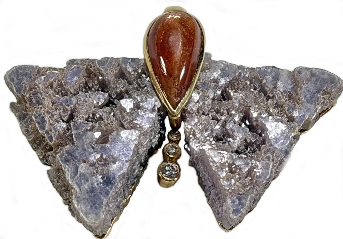 Gilbert Albert 18 K Sunstone Cabochon Diamonds (1 of 8)