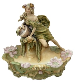 Royal Dux Art Nouveau Porcelain Centerpiece Bowl
