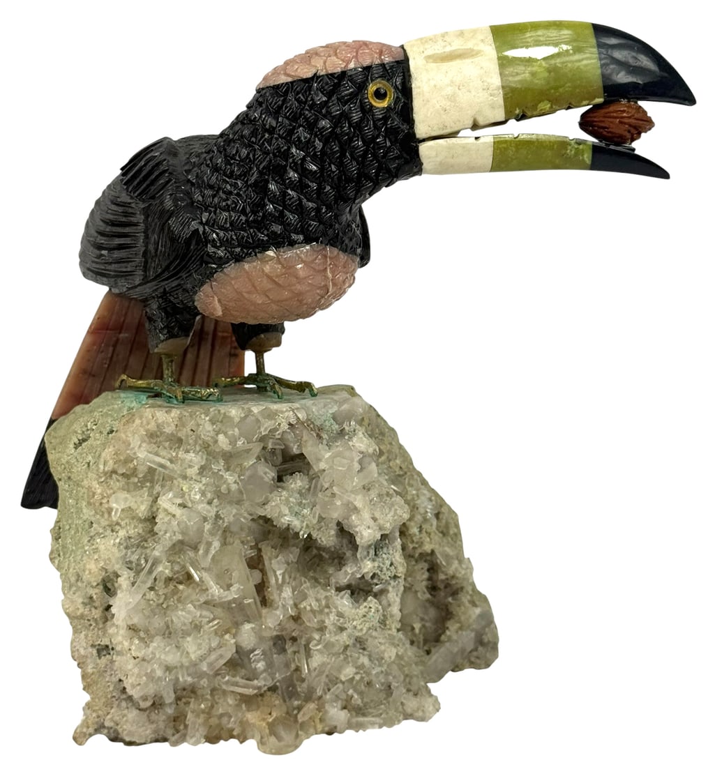 Hand Carved Semi-Precious Stone Toucan Sculpture (1 of 6)
