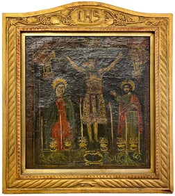 Cuzco School Religious Oil Painting on Canvas