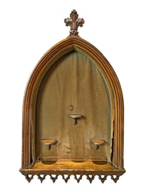 Antique Religious Church Altar Gothic Wood Niche