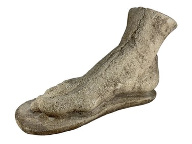 Large Cement Foot Sculpture with Sandal Base