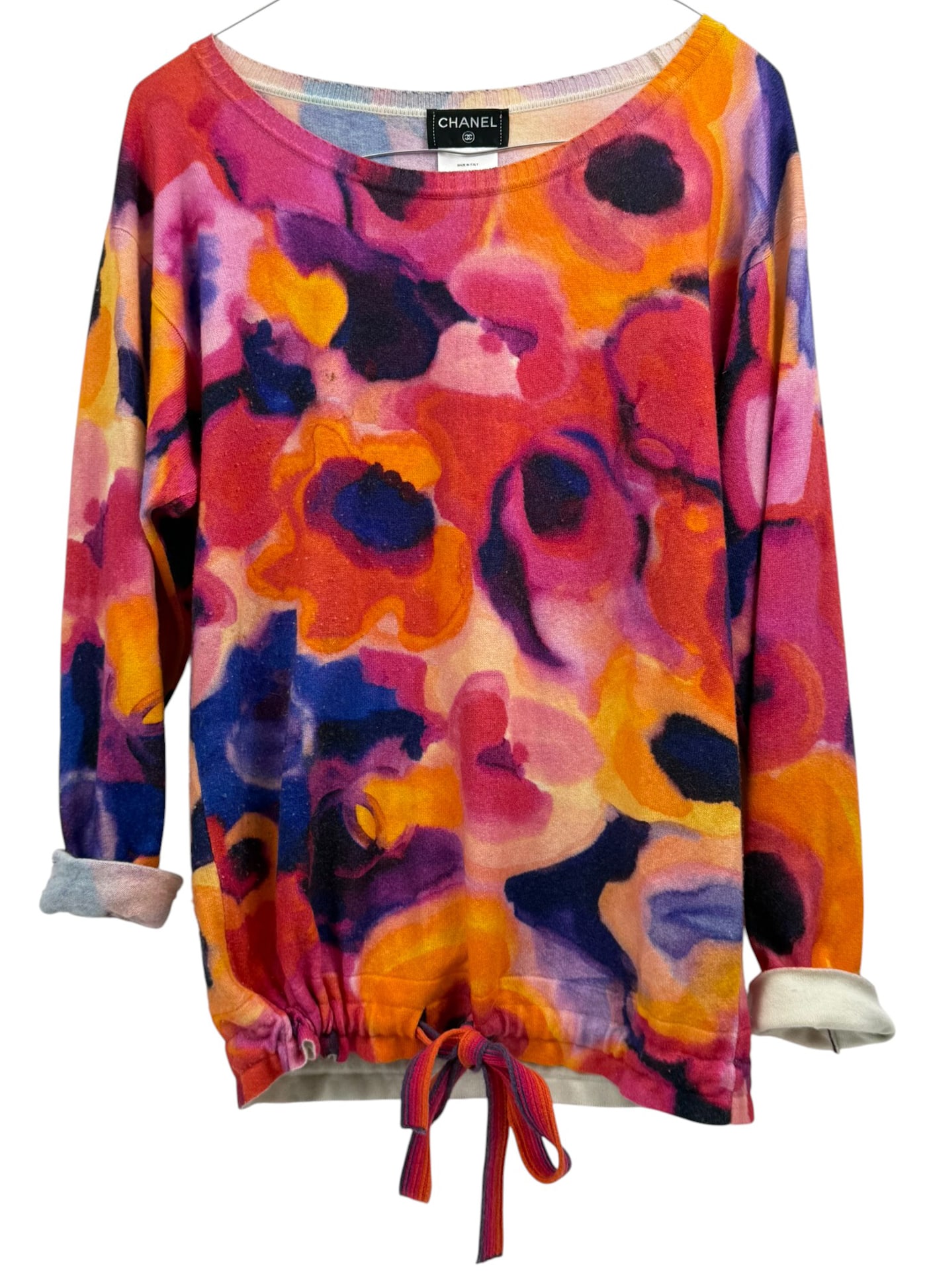 Chanel Multicolor Abstract Floral Cashmere Top S38 (1 of 4)