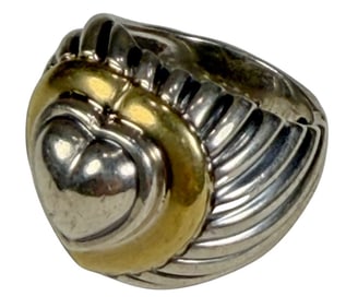 David Yurman Sterling 925 & 18 K Gold Heart Ring