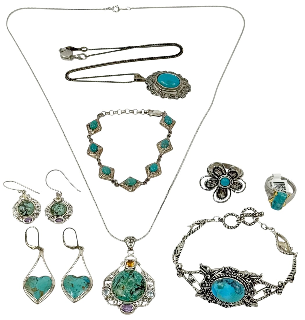 Sterling Silver & Turquoise Jewelry Suite 8pc LOT (1 of 5)