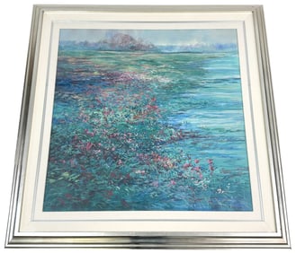 1977 Waterside Wildflowers Pastel Painting SIGNED