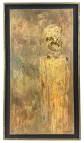 Mid Century Abstract Figural Oil Painting SIGNED
