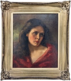 1940s Portrait Oil Painting on Canvas SIGNED