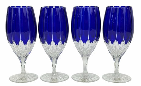 Ajka Marsala Cobalt Blue Crystal Wine Glasses 4pcs