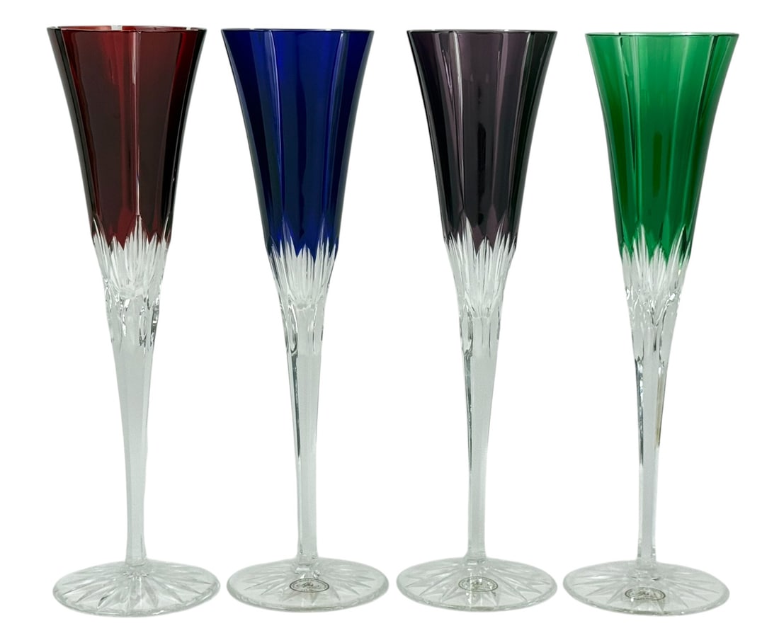 Ajka Crystal Multicolor Champagne Flutes 4pc SET (1 of 5)