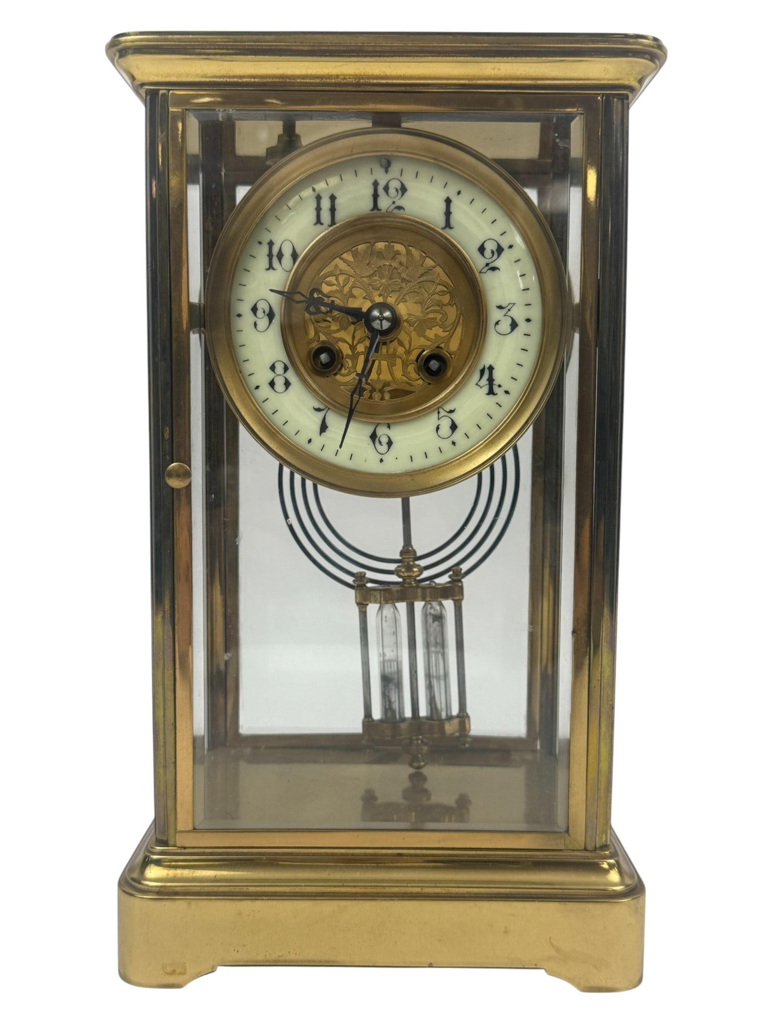 Antique French-Style Brass & Glass Mantel Clock (1 of 10)