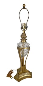 Regency Style Glass & Gilt Spelter Table Lamp