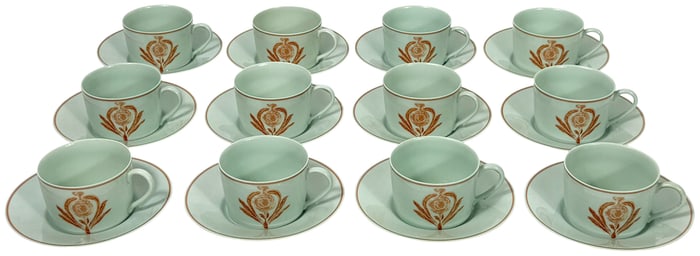 Svc 12 Ceralene Limoges Teacup & Saucer 24pc SET