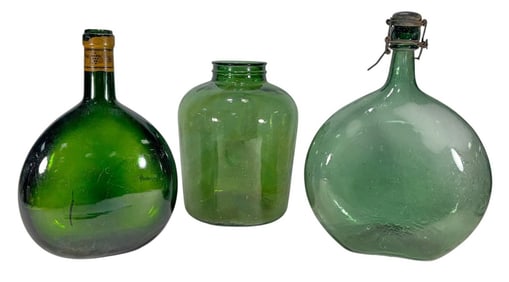 German Bocksbeutel Wine Glass Bottles 3pc LOT