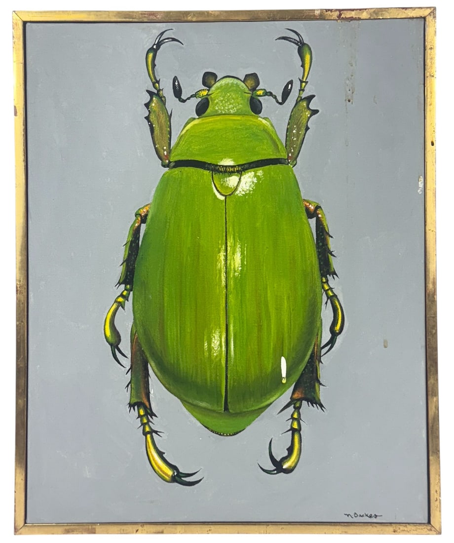 Green Beetle Study Oil Painting on Canvas SIGNED (1 of 9)