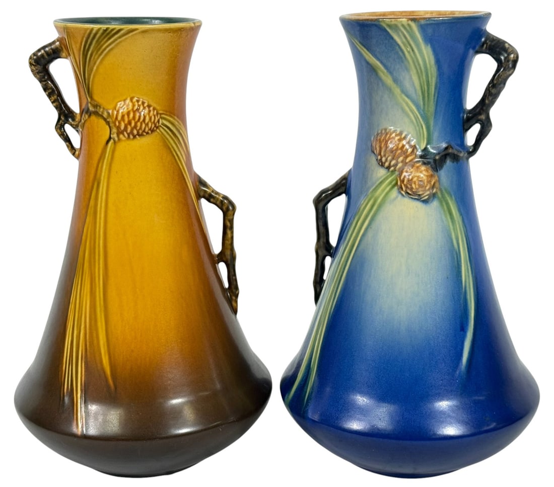 Pair of Roseville Pottery Pinecone Vases #712-12 (1 of 6)
