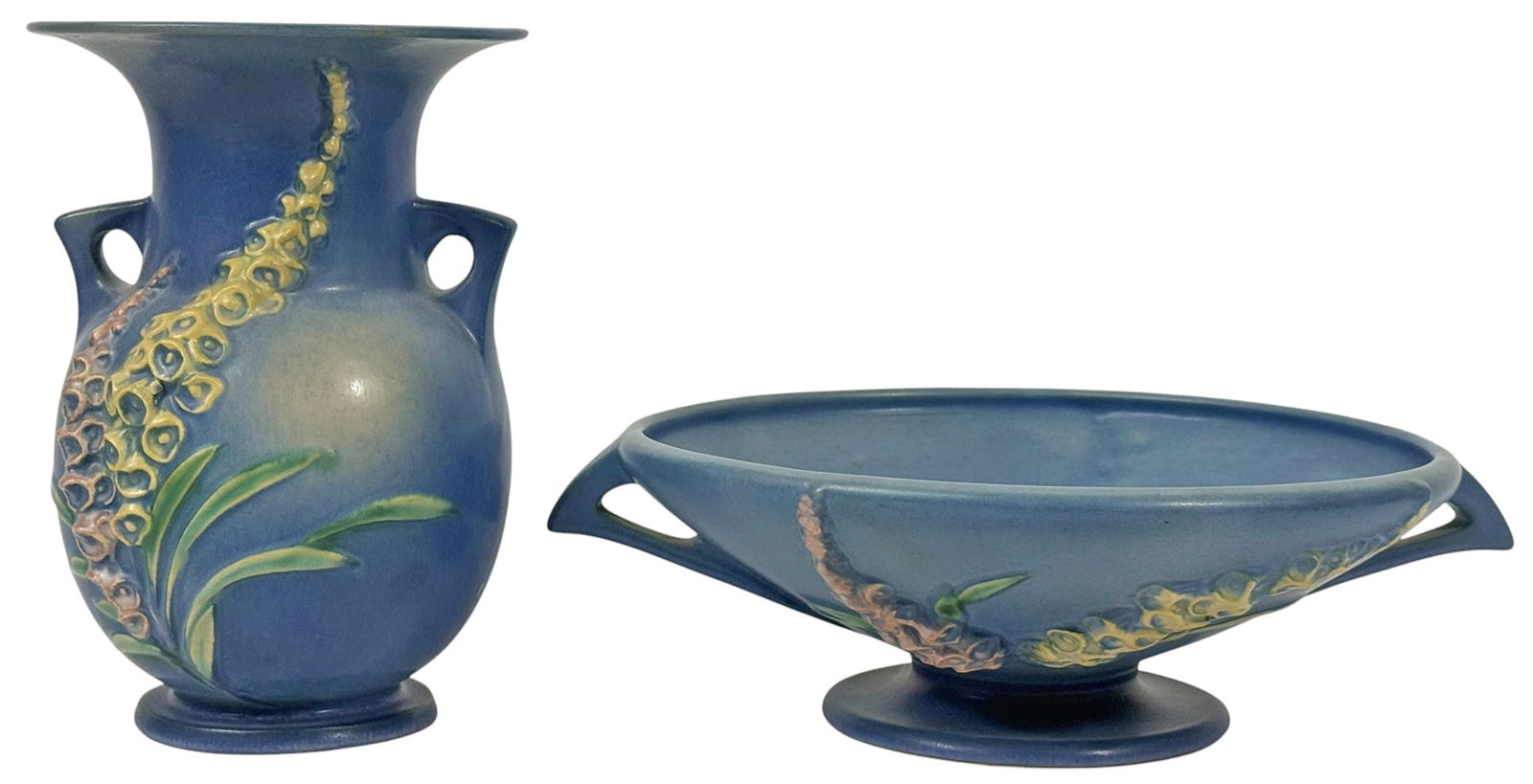 Roseville Pottery Foxglove Vase & Bowl 2pc LOT (1 of 6)