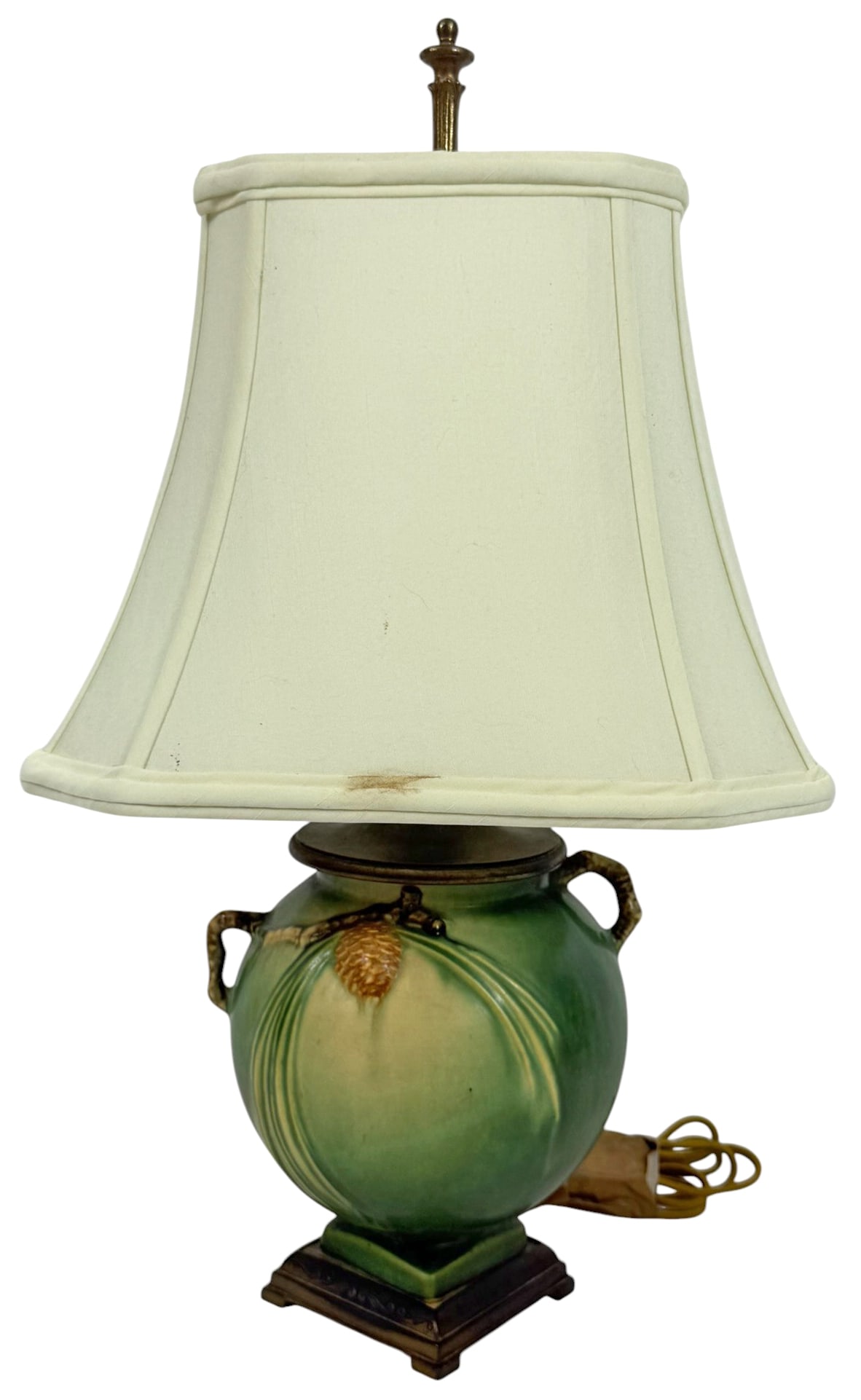 Roseville Pottery Pinecone Table Lamp with Shade (1 of 5)