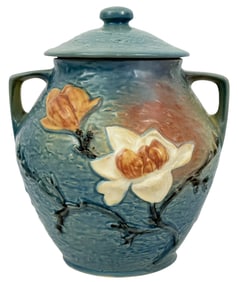 Roseville Pottery 'Magnolia' Blue Cookie Jar #5-8