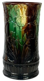 Art Nouveau Majolica Floral Relief Umbrella Stand