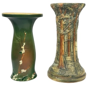 Vintage American Ceramic Pedestal Stands 2pc LOT