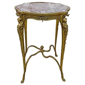French Louis XV Style Bronze & Marble Table