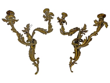 French Louis XV Style Gilt Bronze Wall Sconces
