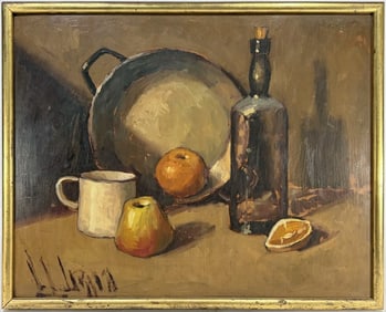 Framed Still Life Oil Painting on Masonite SIGNED