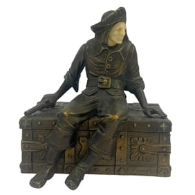 Antique Cold Painted Bronze Figural Pirate Box