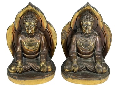 Pair of Gilt Metal Buddha Bookends
