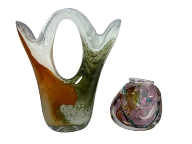 Gary Levay & Other Glass Vases 2pc LOT