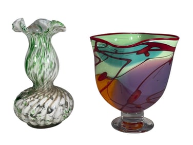 Robinson Scott & Other Glass Vases 2pc LOT