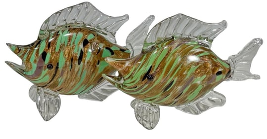 Hand Blown Murano Glass Fishes 2pc LOT