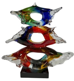Italian Murano Hand Blown Three Eyes Sculpture