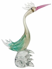 Duccio di Segna Murano Art Glass Heron Sculpture