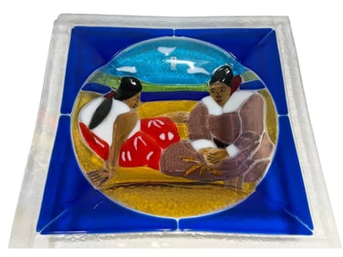 Mdina Malta Art Glass Multicolored Dish SIGNED