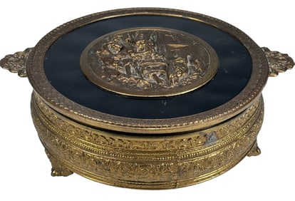 National Copper Wire Co Metal & Glass Trinket Box