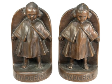 Pair of Jenning Bros Innocence Metal Bookends