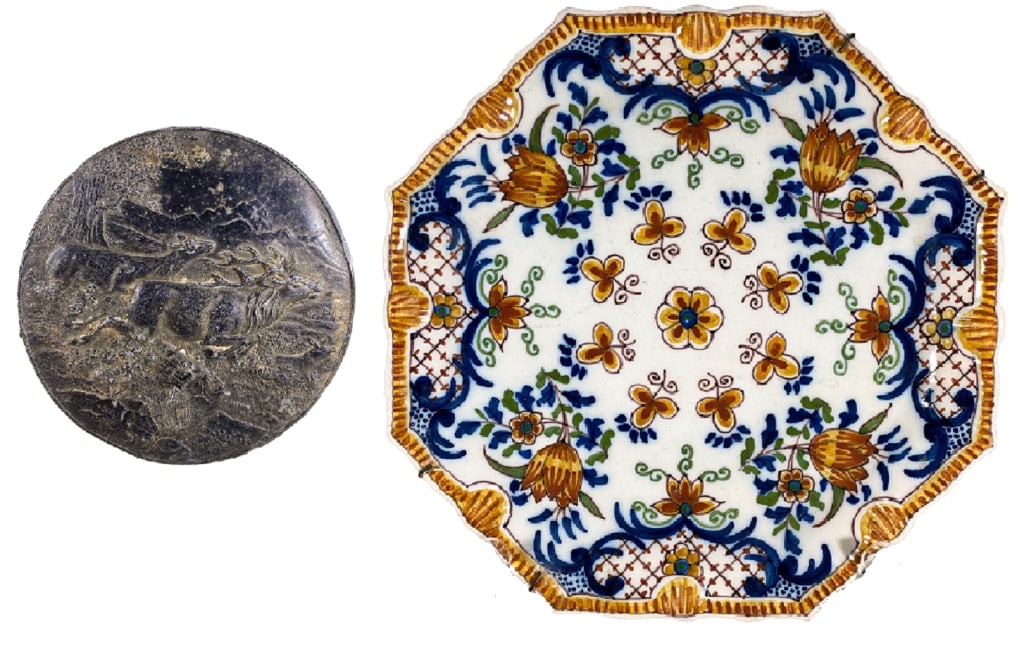 Metal Plaque & Makkum Porcelain Plate 2pc LOT (1 of 10)