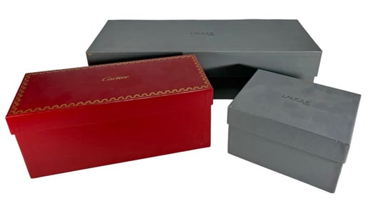 Lalique & Cartier Empty Presentation Boxes 3pc LOT
