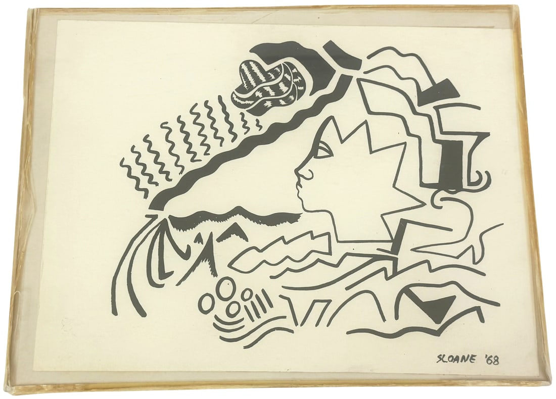 Eric Sloane Abstract Profile Ink Drawing SIGNED (1 of 6)