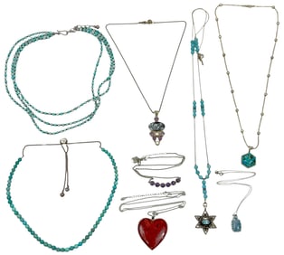 Sterling Silver & Gemstone Necklaces 8pc LOT