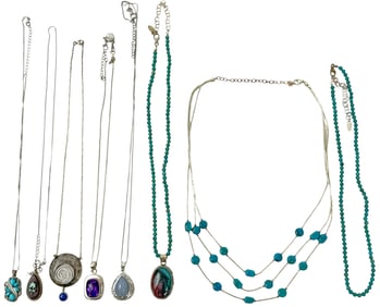 Sterling Silver & Gemstone Necklaces 8pc LOT