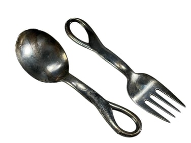 Tiffany & Co E. Peretti Sterling Baby Spoon & Fork 2pcs