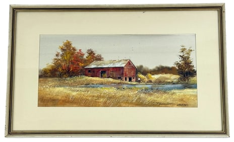 Fred Leach Autumn Landscape Watercolor Painting