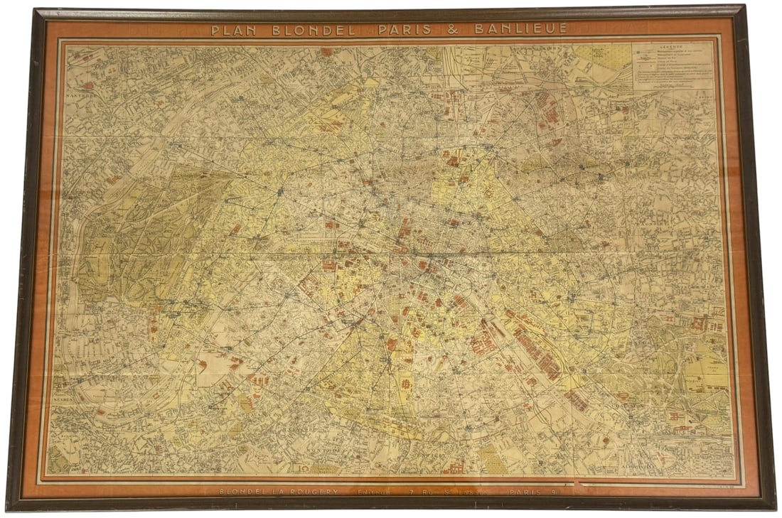 Plan Blondel Paris & Banlieue - Vintage Map c.1945 (1 of 9)