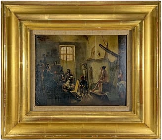 19th Century Flemish Oil Painting on Wood