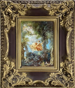 Lady on a Swing After Fragonard Oil on Wood