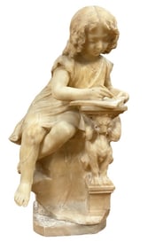 After Giuseppe Gambogi Young Girl Alabaster Statue